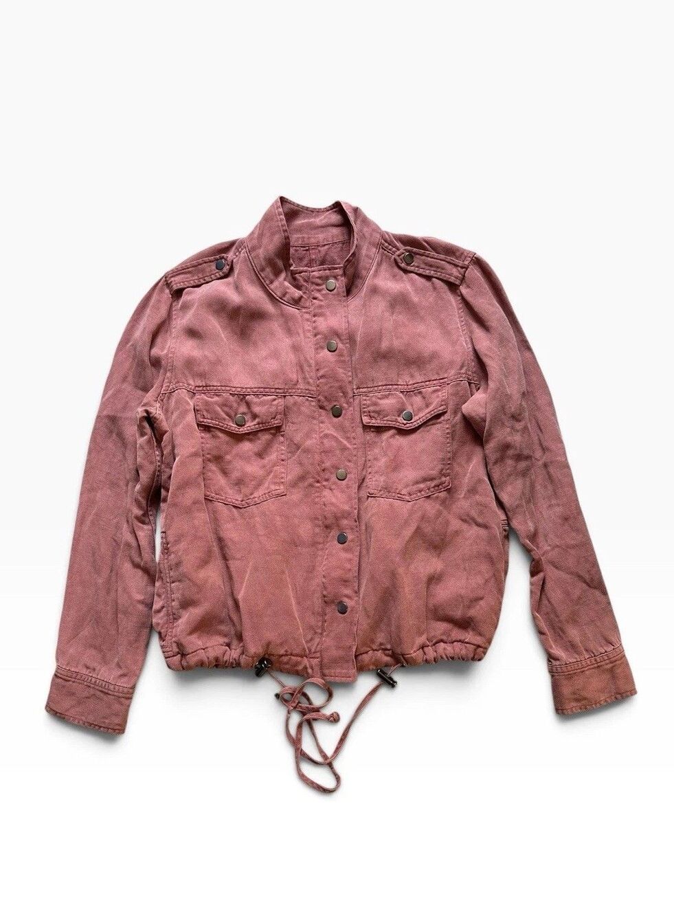 Rails Military Jacket Women’s S Crop Dusty Rose Filed Safari Utility Linen Blend